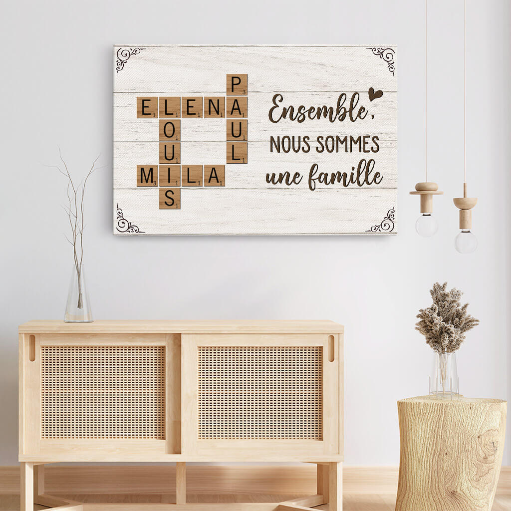 Famille en Lettres™ – Toile mot croisé famille personnalisée