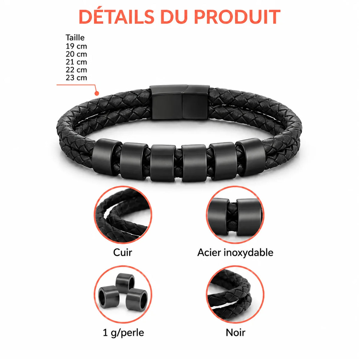 Héritage™ – Bracelet en cuir personnalisé pour papy