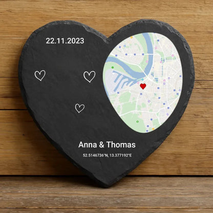 LoveMap™ - Cœur en ardoise personnalisé