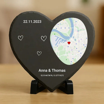 LoveMap™ - Cœur en ardoise personnalisé