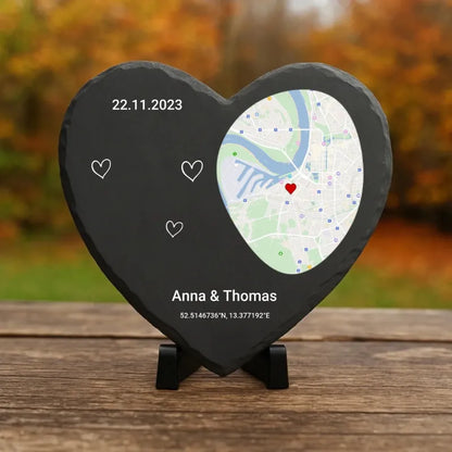 LoveMap™ - Cœur en ardoise personnalisé