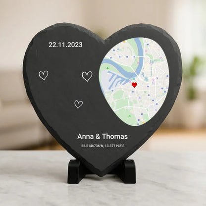 LoveMap™ - Cœur en ardoise personnalisé