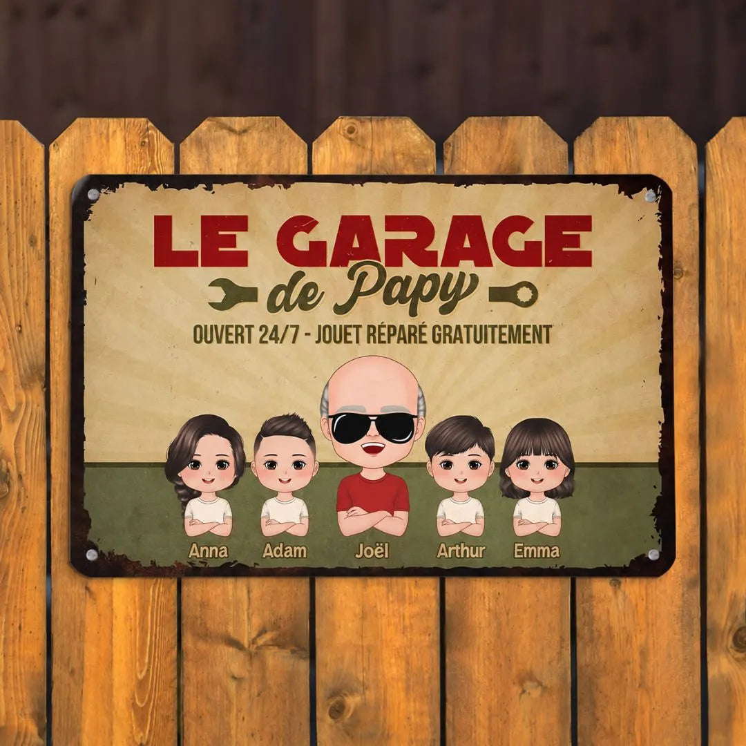 Le Garage de Papy™ - Plaque décorative personnalisée