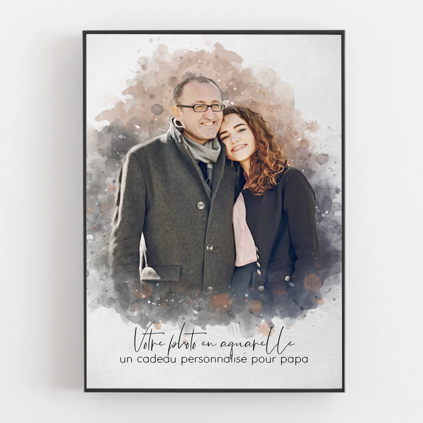 Papa & Moi™ – Toile personnalisée effet aquarelle