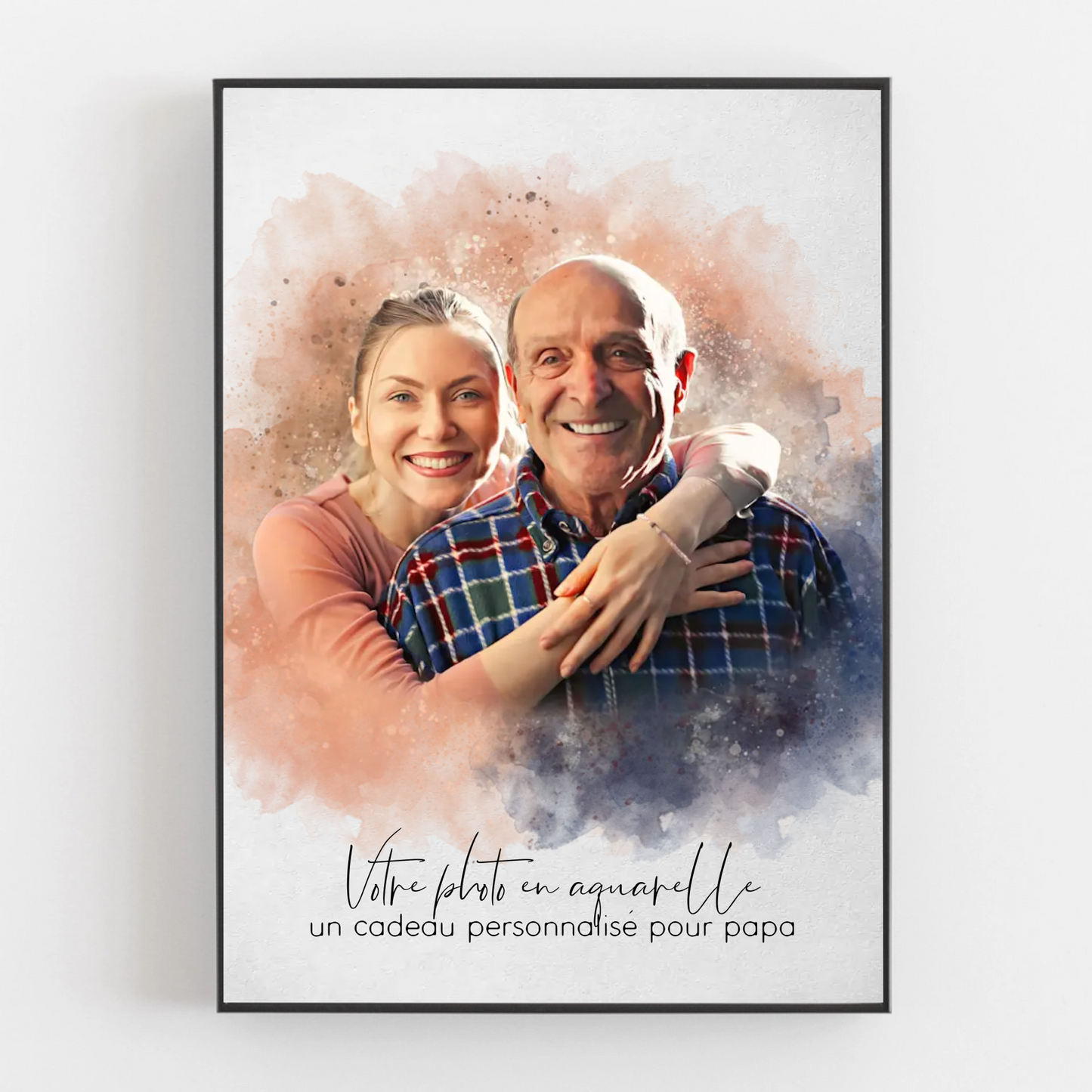 Papa & Moi™ – Toile personnalisée effet aquarelle