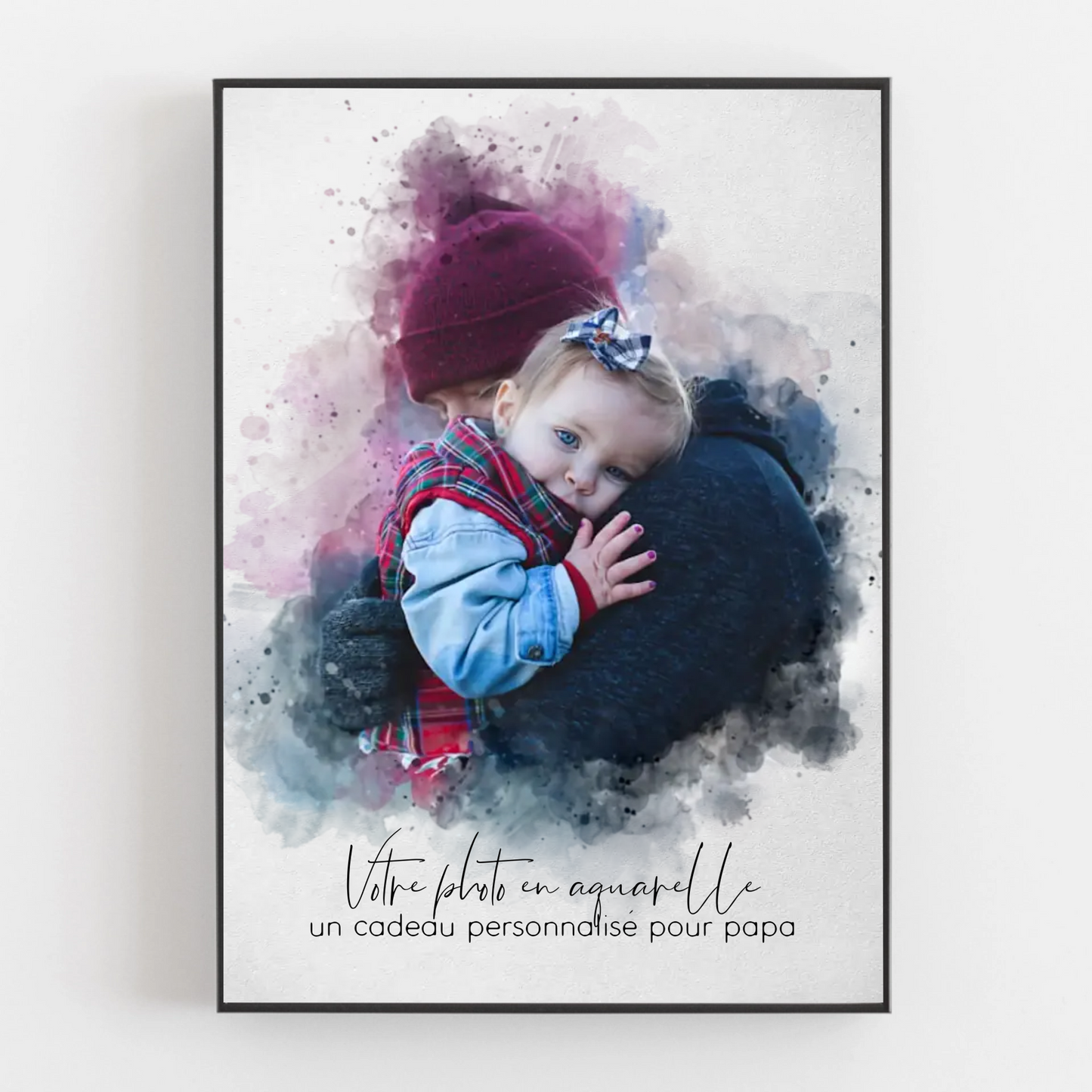Papa & Moi™ – Toile personnalisée effet aquarelle