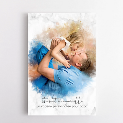 Papa & Moi™ – Toile personnalisée effet aquarelle