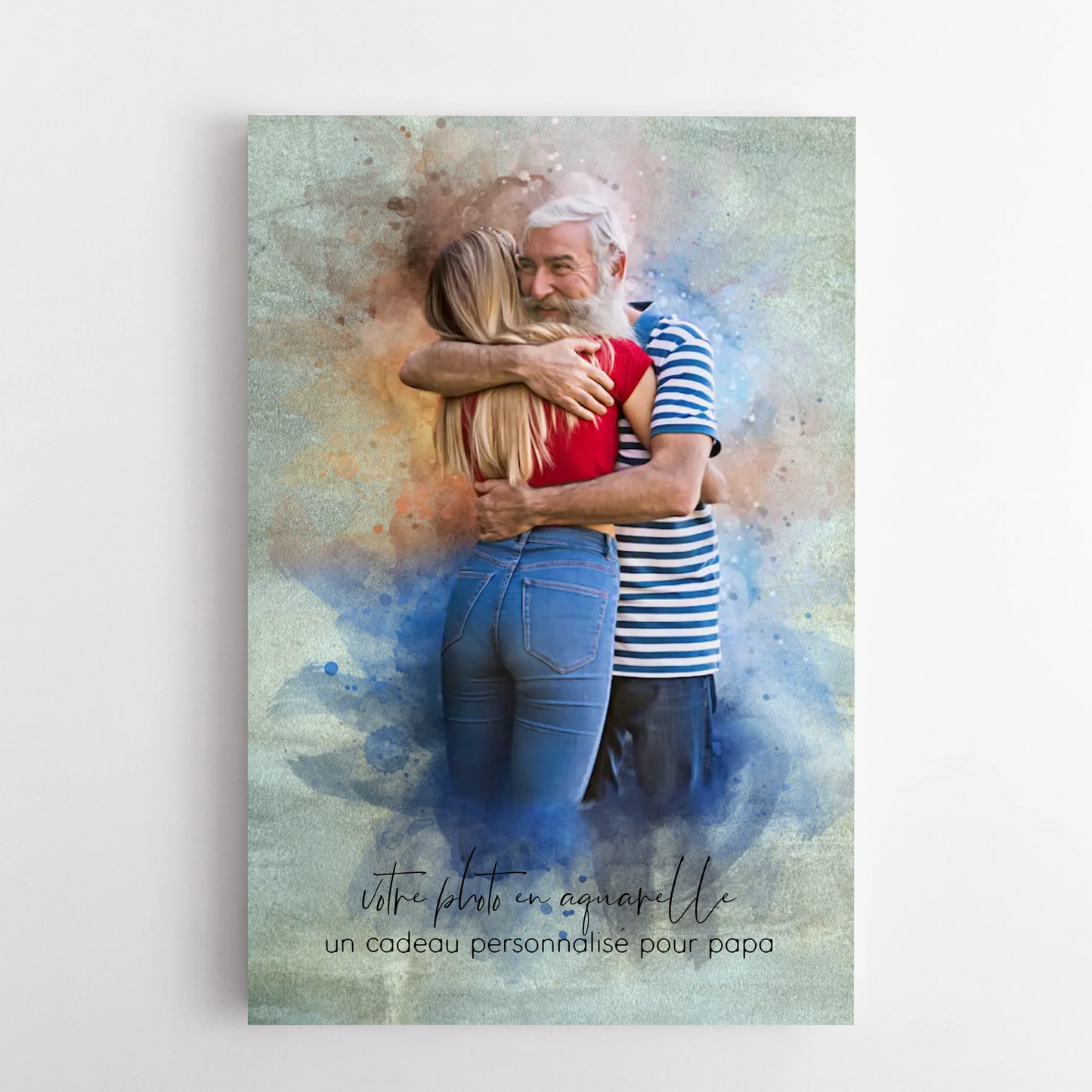 Papa & Moi™ – Toile personnalisée effet aquarelle