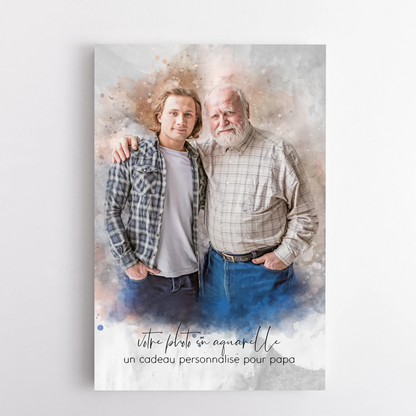 Papa & Moi™ – Toile personnalisée effet aquarelle