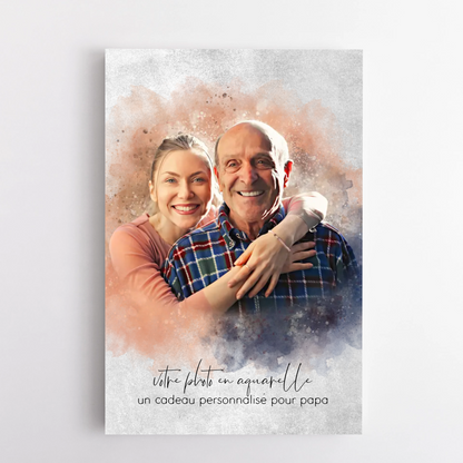Papa & Moi™ – Toile personnalisée effet aquarelle