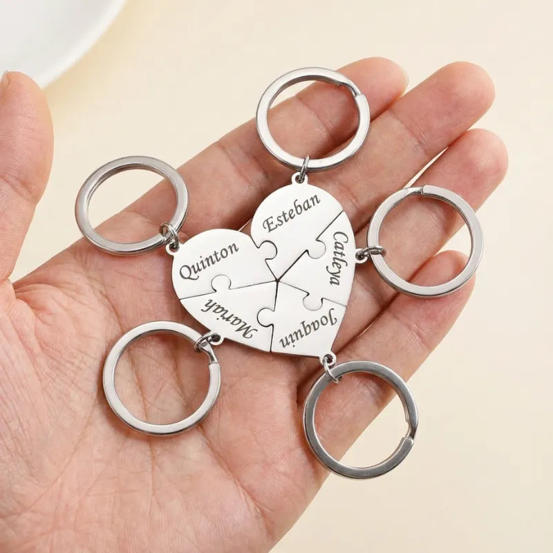 FamilyPuzzle™ – Porte-clés puzzle cœur personnalisés