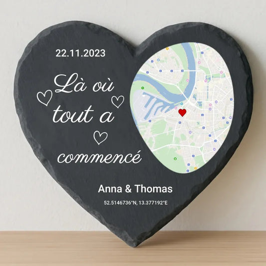 LoveMap™ - Cœur en ardoise personnalisé