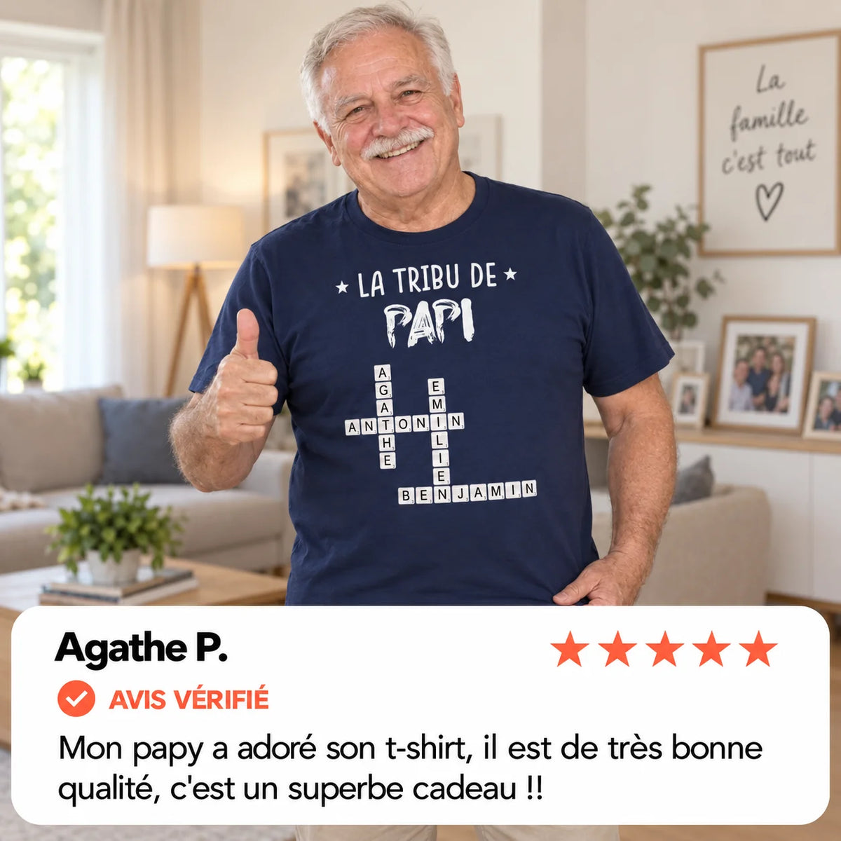 Mots Croisés™ - T-shirt personnalisé "La Tribu De Papou"
