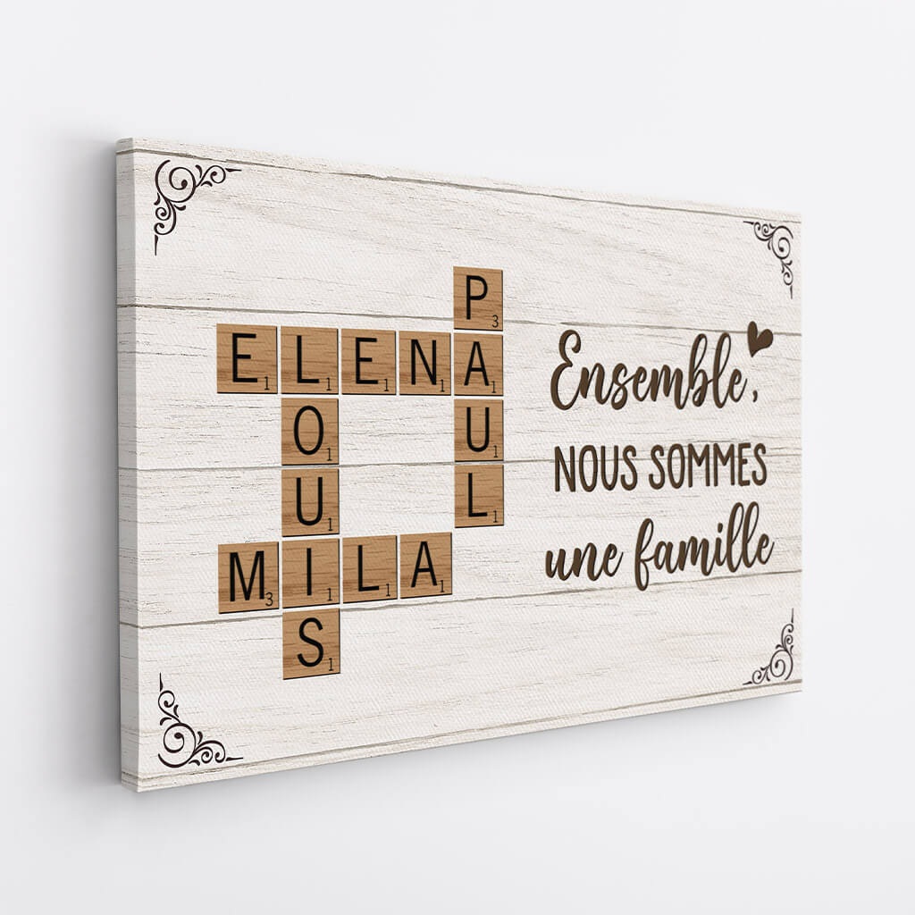 Famille en Lettres™ – Toile mot croisé famille personnalisée
