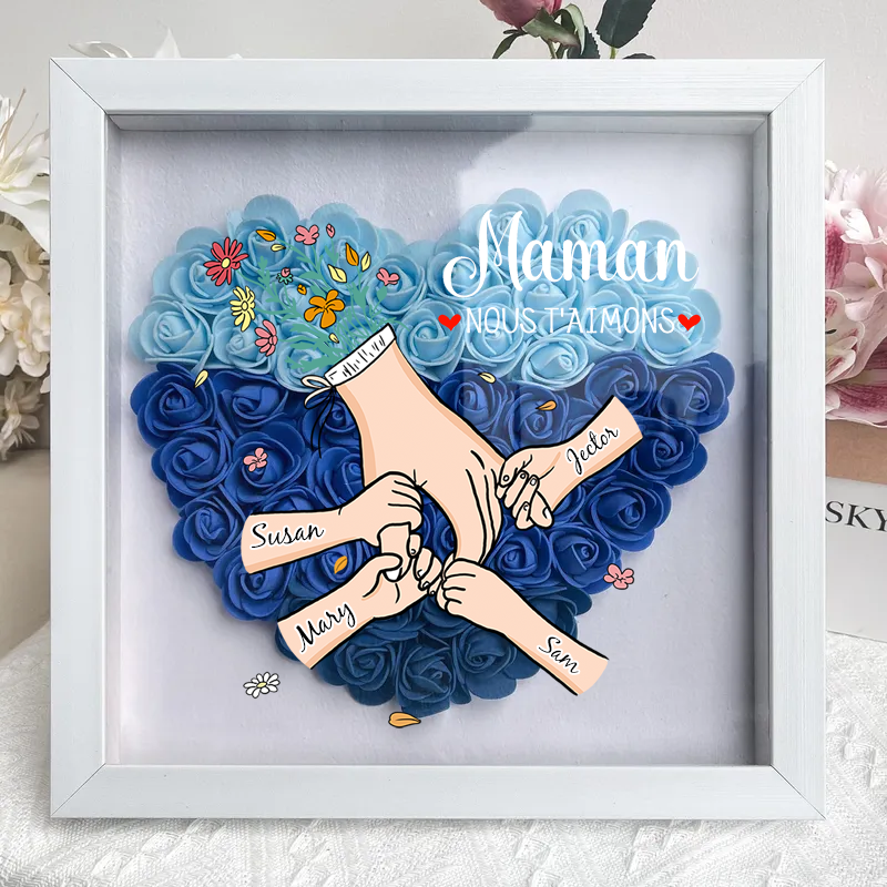 Avec Maman™ - Cadre famille fleuri personnalisé
