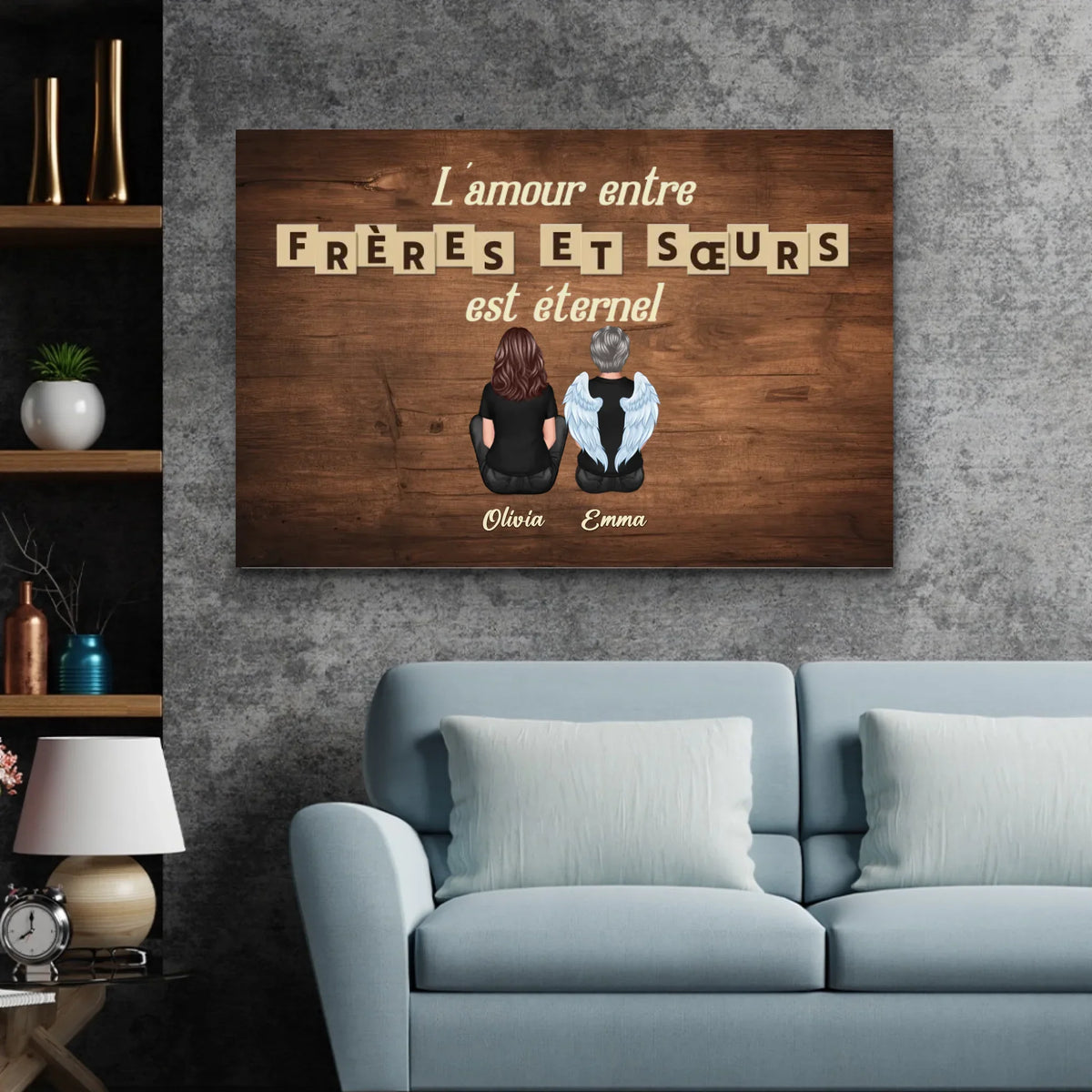 Toile personnalisée "L'amour entre frères et sœurs est éternel"