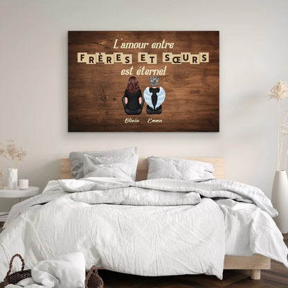 Toile personnalisée "L'amour entre frères et sœurs est éternel"