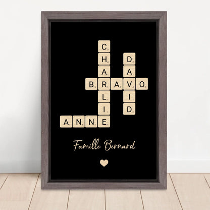 Notre famille™ - Toile personnalisée “Mots croisés en famille”