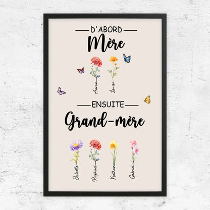 Fleurs de Famille™ - Toile personnalisée "D'abord maman, ensuite grand-mère"