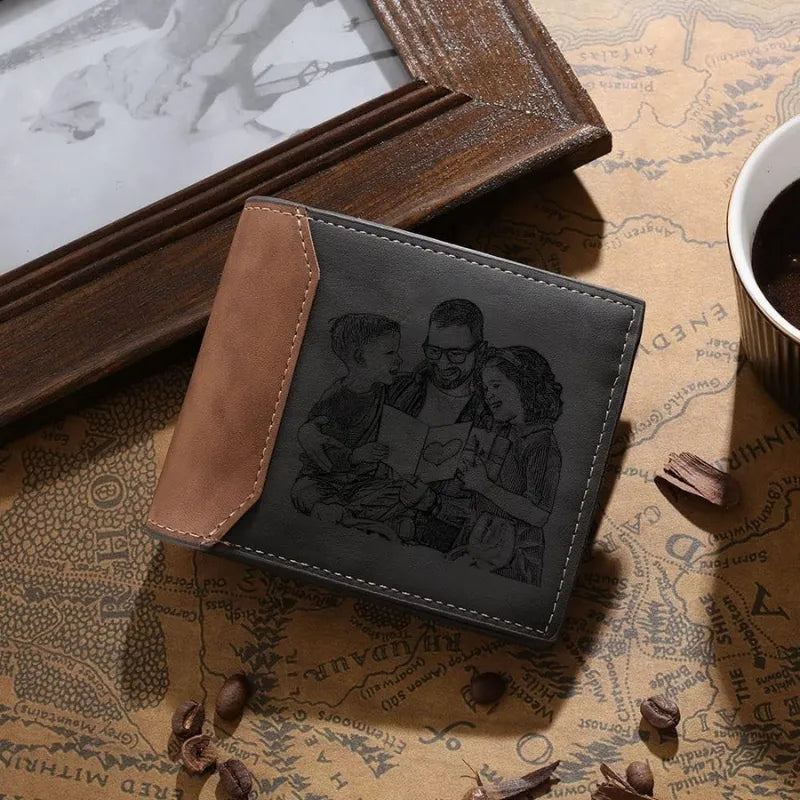 Papa d’Amour™ – Portefeuille en cuir personnalisé pour papa
