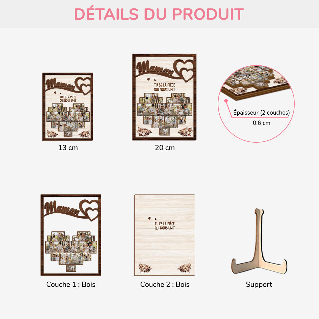 Cœur de Famille™ - Cadre photos personnalisées en bois