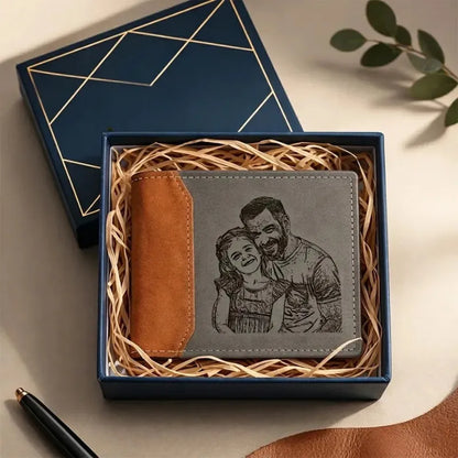 Papa d’Amour™ – Portefeuille en cuir personnalisé pour papa