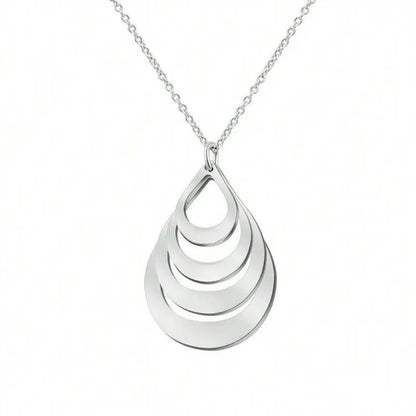 Gouttes Éternelles™ - Collier pendentif goutte en acier inoxydable
