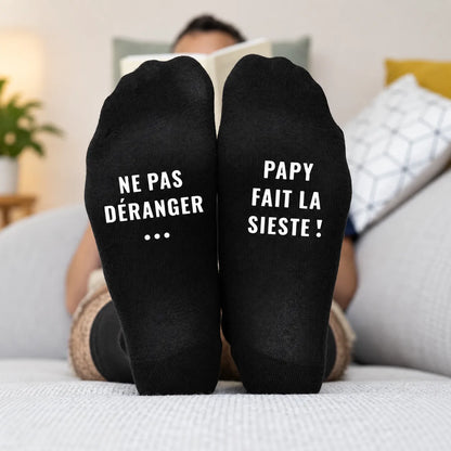 Papy fait la sieste™ - Chaussettes personnalisées en fibre de bambou