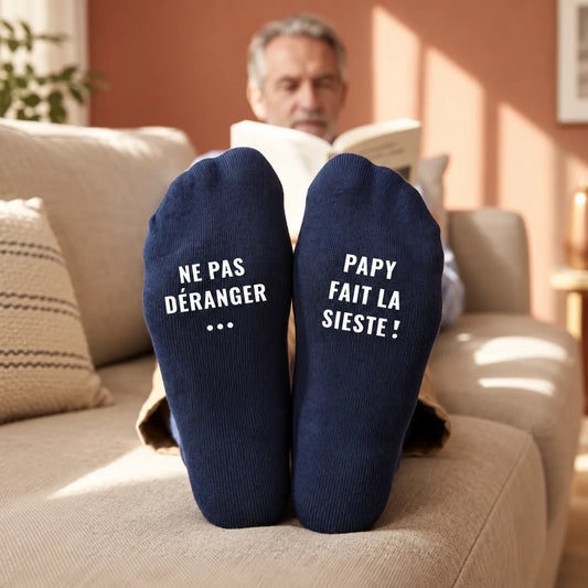 Papy fait la sieste™ - Chaussettes personnalisées en fibre de bambou