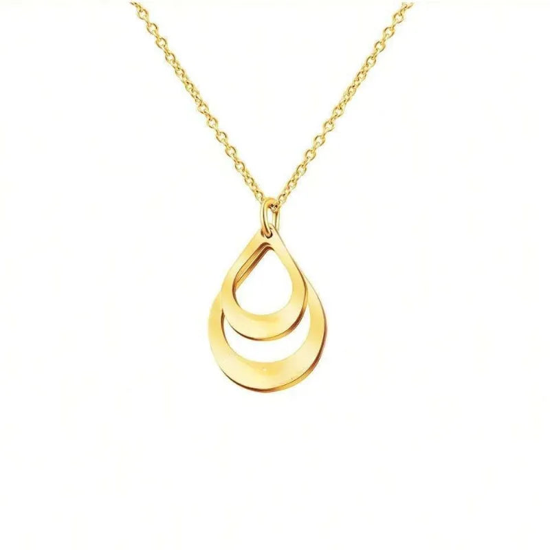 Gouttes Éternelles™ - Collier pendentif goutte en acier inoxydable