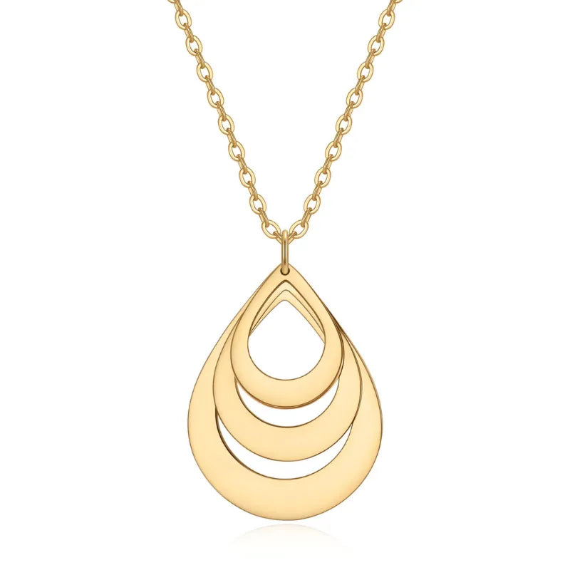 Gouttes Éternelles™ - Collier pendentif goutte en acier inoxydable