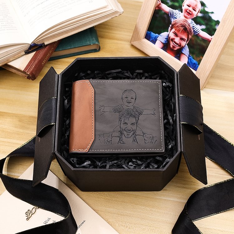Papa d’Amour™ – Portefeuille en cuir personnalisé pour papa