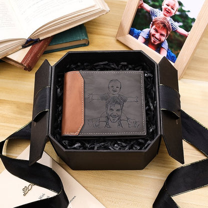 Papa d’Amour™ – Portefeuille en cuir personnalisé pour papa