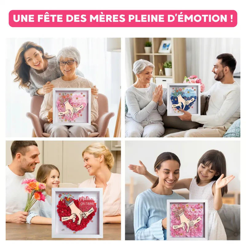 Avec Maman™ - Cadre famille fleuri personnalisé