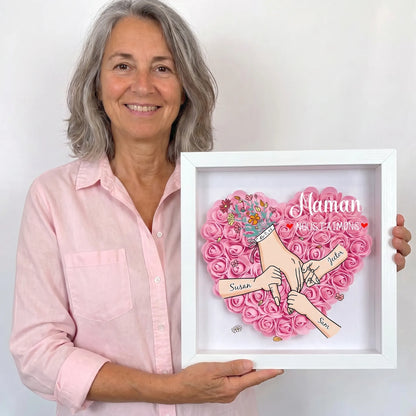 Avec Maman™ - Cadre famille fleuri personnalisé