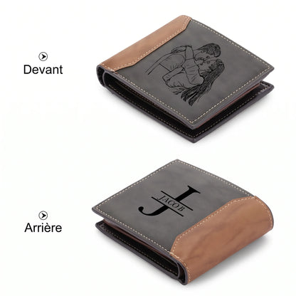 Papa d’Amour™ – Portefeuille en cuir personnalisé pour papa