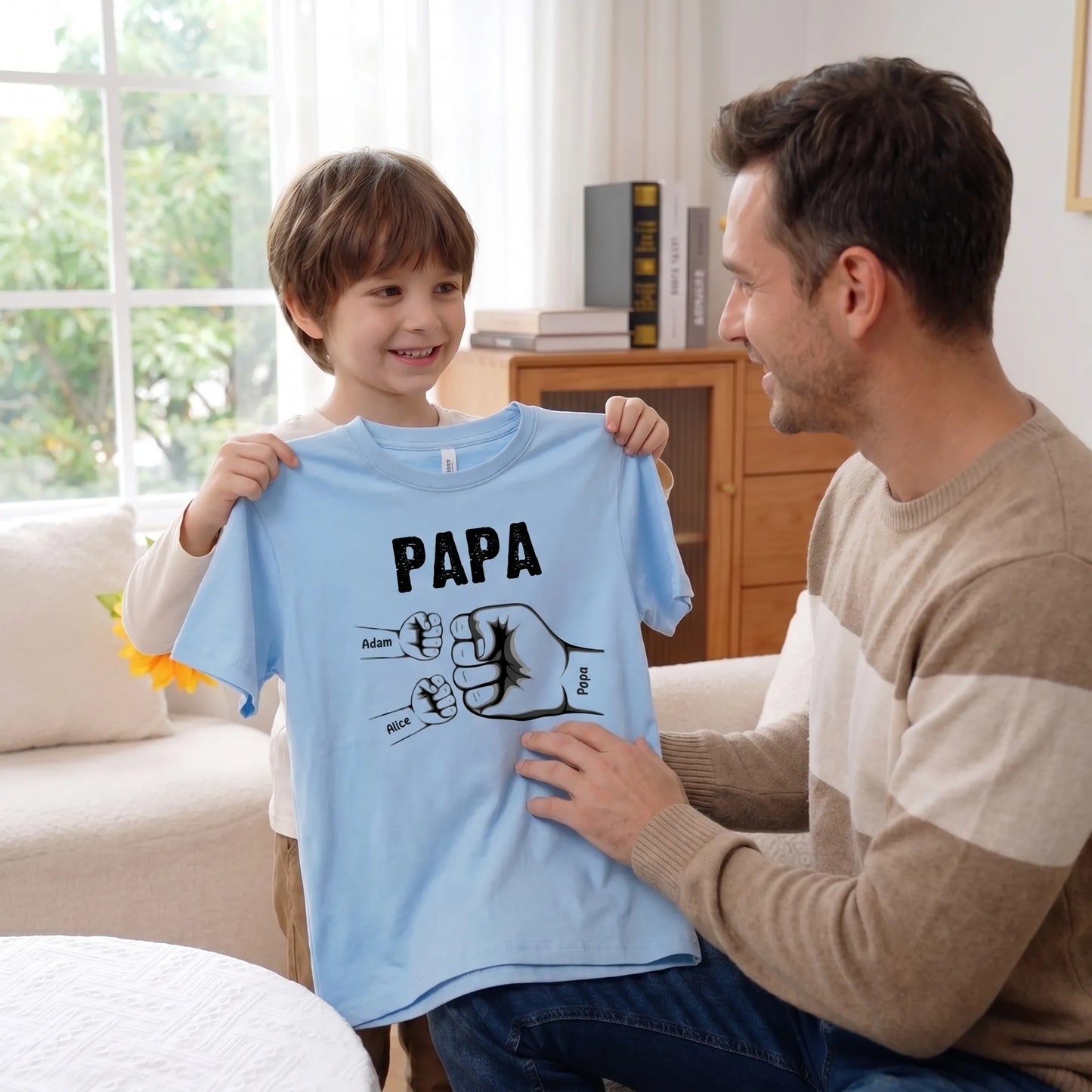 Tous réunis™ - T-shirt Personnalisé Papa