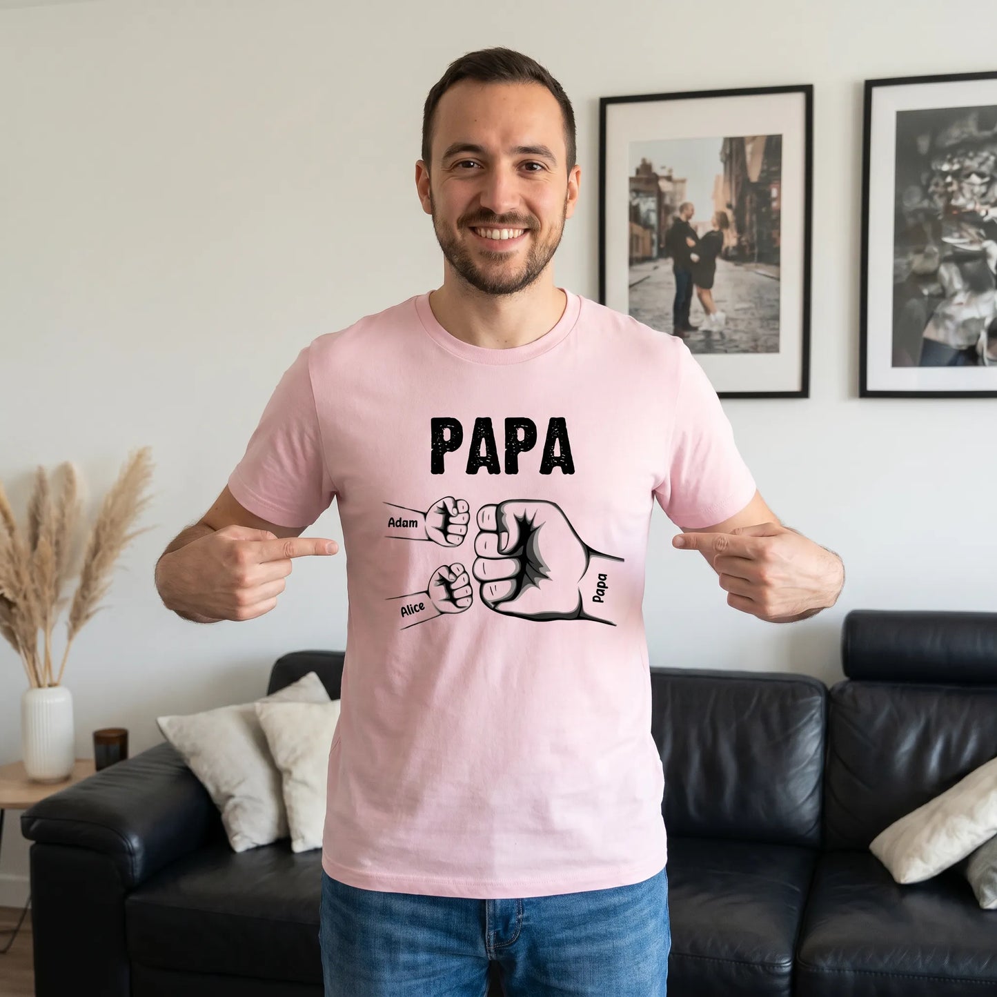 Tous réunis™ - T-shirt Personnalisé Papa