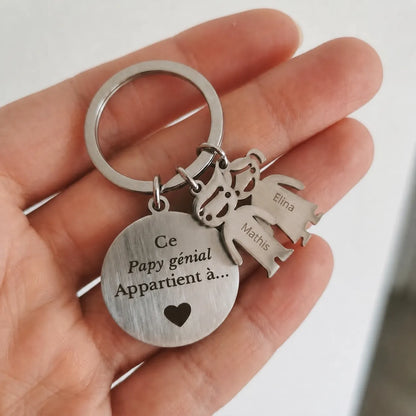 Papy Génial™ - Porte-clés personnalisé pour Papy