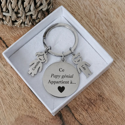 Papy Génial™ - Porte-clés personnalisé pour Papy