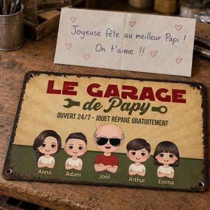 Le Garage de Papy™ - Plaque décorative personnalisée