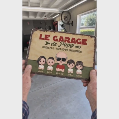 Le Garage de Papy™ - Plaque décorative personnalisée
