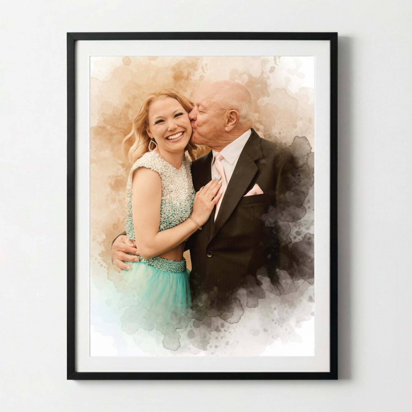 Papa & Moi™ – Toile personnalisée effet aquarelle