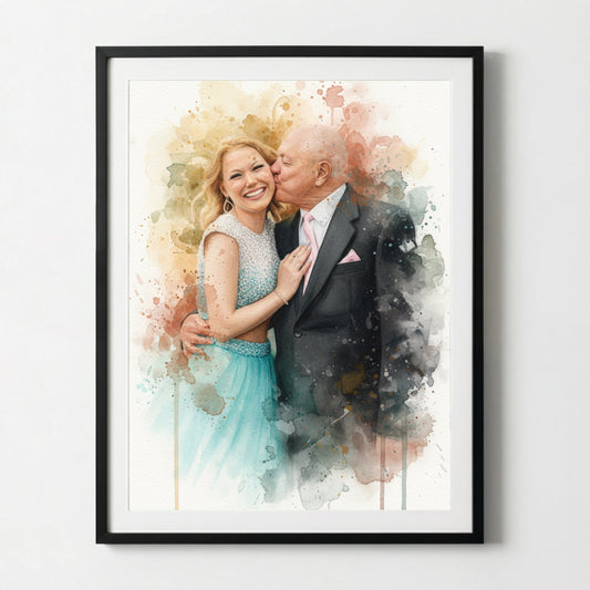 Papa & Moi™ – Toile personnalisée effet aquarelle